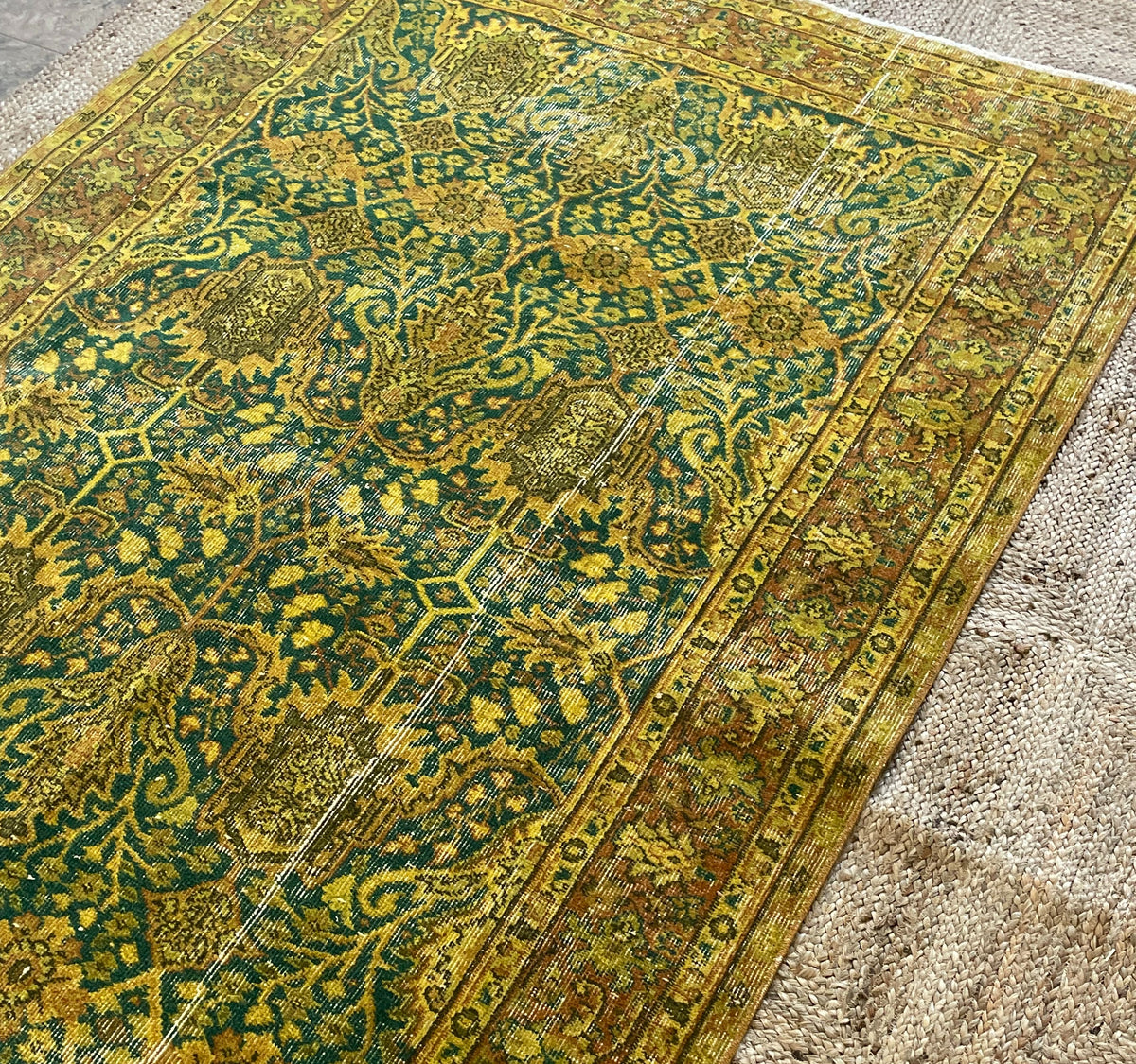 yellow and green vintage rug - 5'-2” x 8'-7” – Lauren Liess