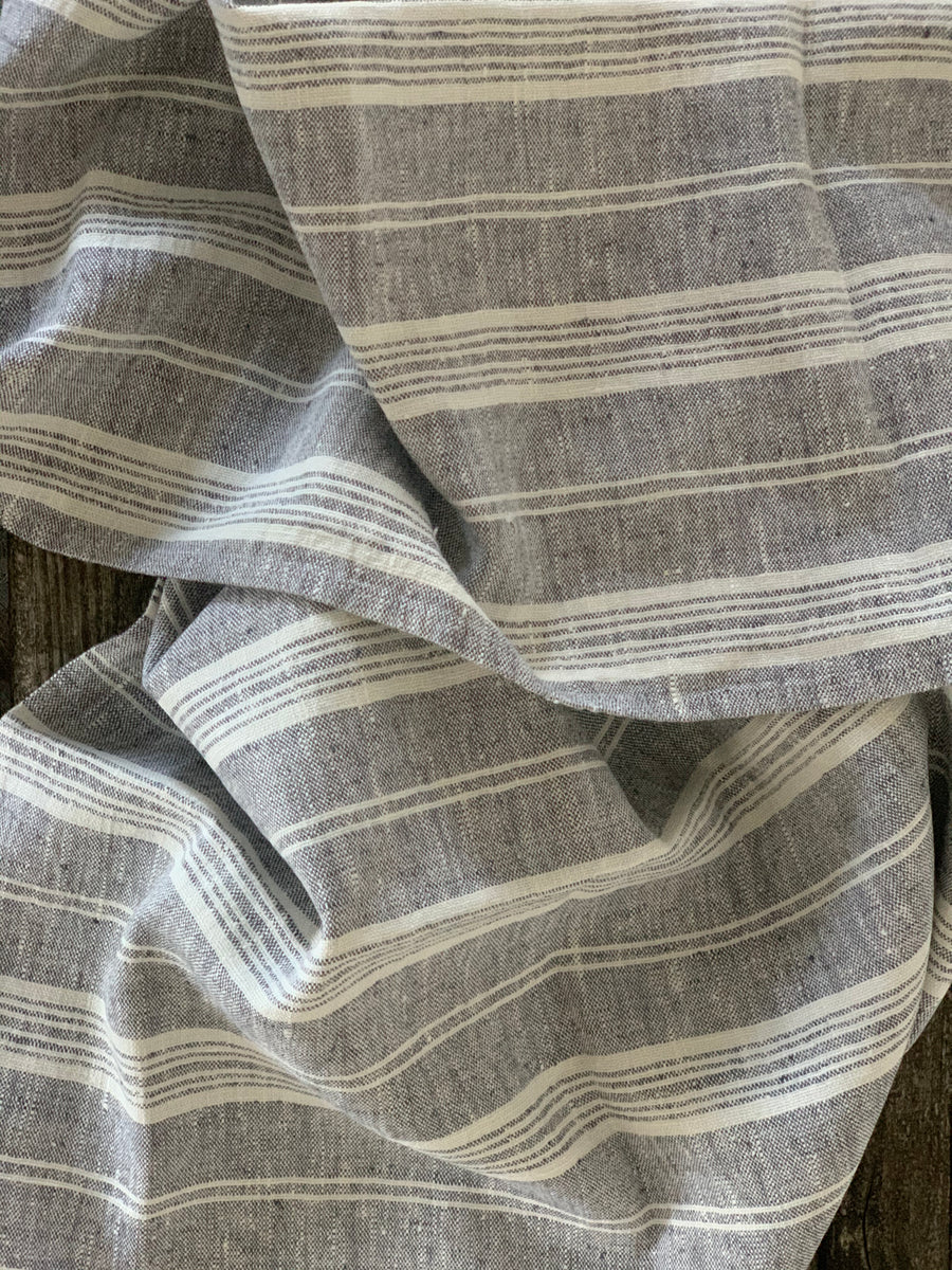 pair of ticking stripe linen hand towels - marine blue – Lauren Liess