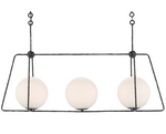 rectangular chandelier with glass globes