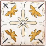 terra 6x6 terracotta tile- folk bouquet in honey