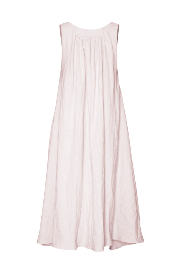 linen sleeveless dress-blush