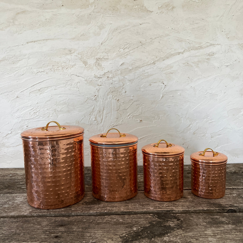 hammered copper canister set