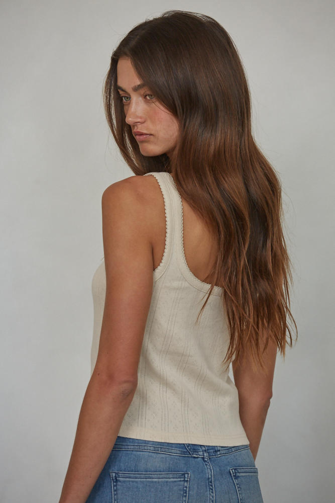 cream pointelle tank top
