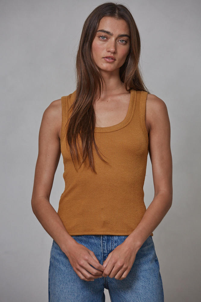 ribbed camel tank top