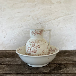 vintage transferware pitcher and bowl set