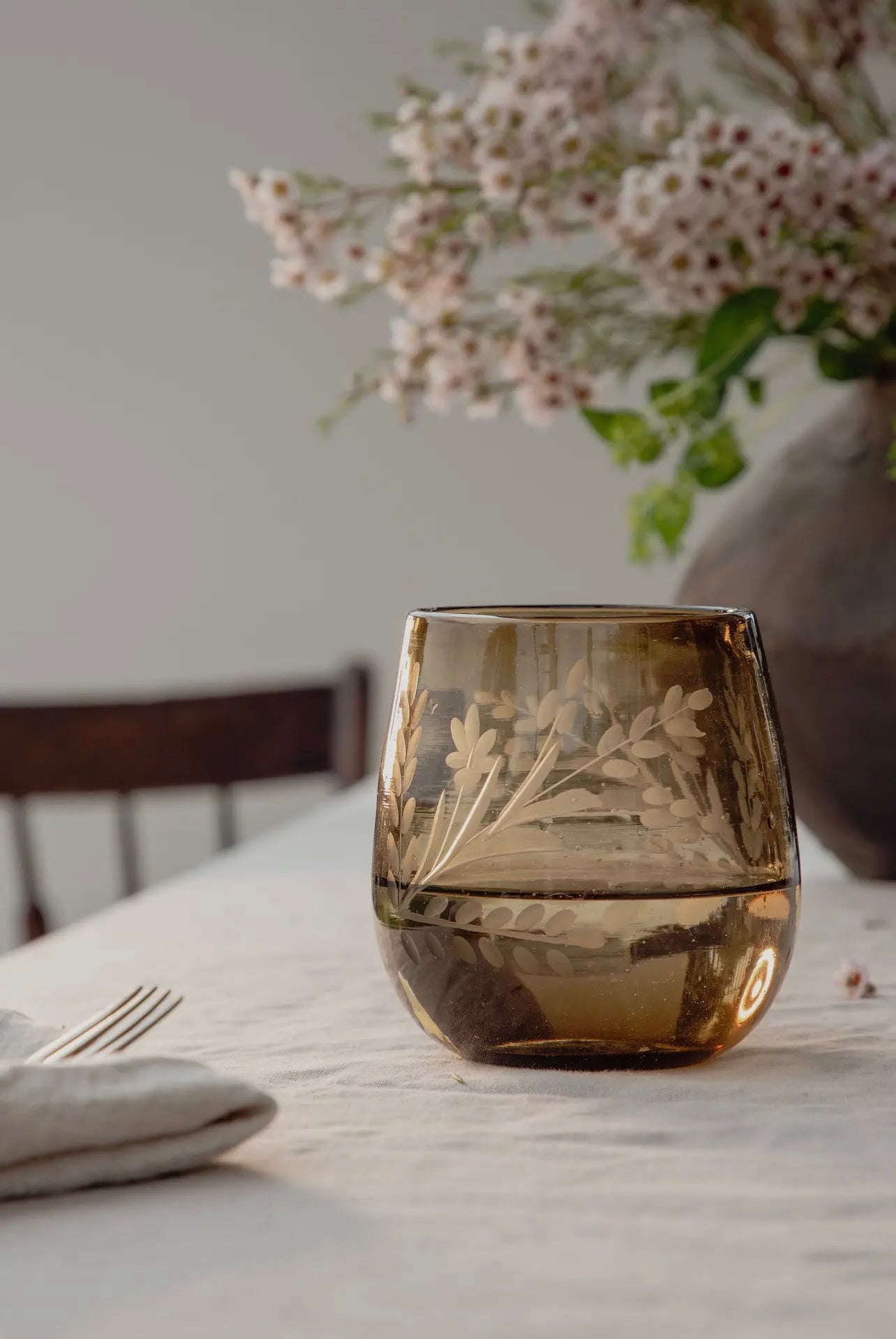 hand-etched blown daily glass