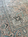 peach and aqua vintage anatolian rug - 9’-6” x 12’-6”
