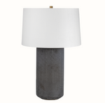 cylindrical grey glass table lamp