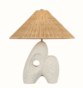 organic ceramic and wicker table lamp