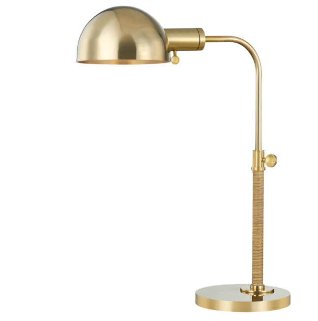 brass and rattan library light