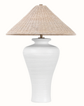 ceramic urn lamp with abaca shade