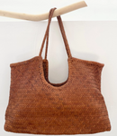 handwoven oversize leather tote bag