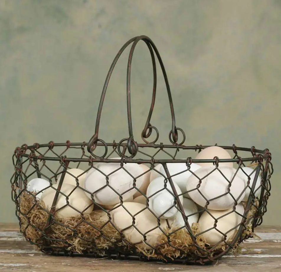 oxidized metal gathering basket