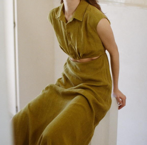 cut out linen dress Cut-Out Linen Dress TAHITI in White