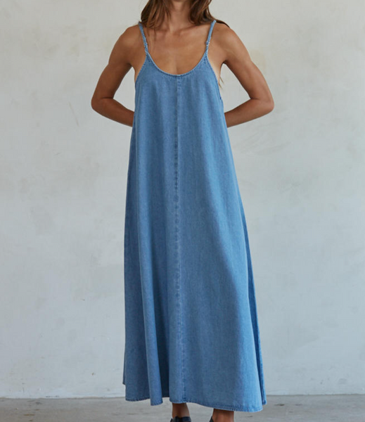 swingy denim tank dress small
