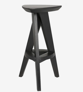 twisted teak counter stool, black