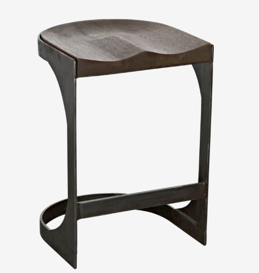 polished walnut and steel counter stool