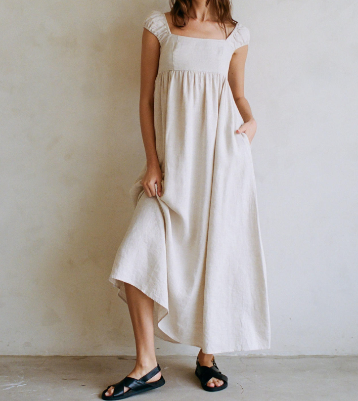 linen baby doll maxi dress