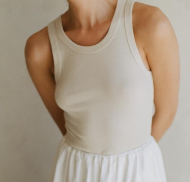 cream organic cotton racerback tank