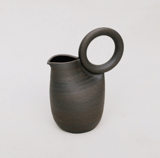 black ceramic ring pitcher