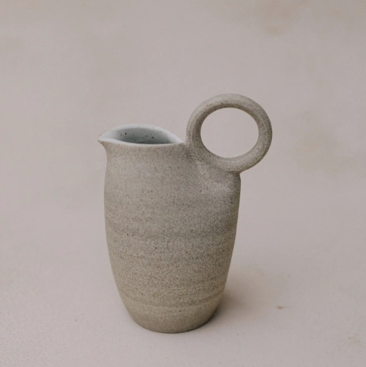 petite grey ceramic ring pitcher