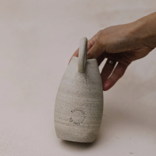 petite grey ceramic ring pitcher
