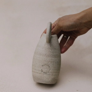 petite grey ceramic ring pitcher