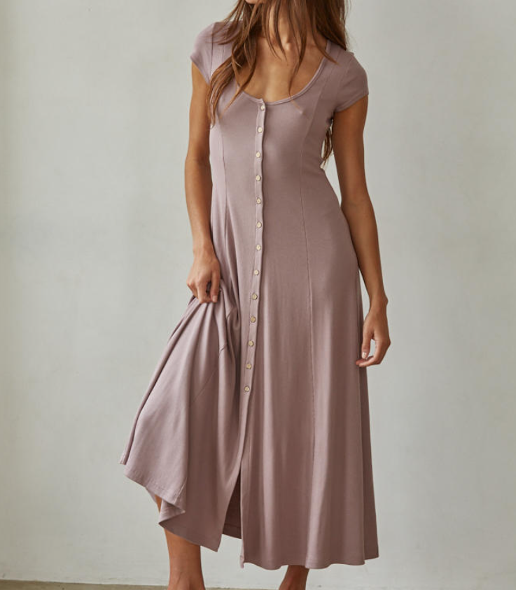 mauve button-down maxi dress