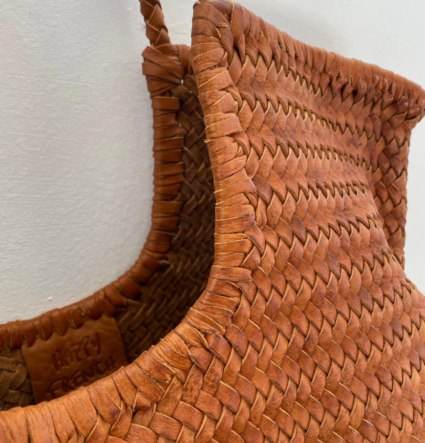 handwoven oversize leather tote bag