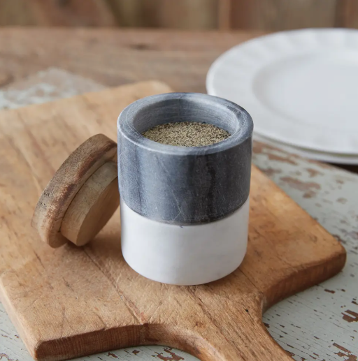 stackable marble salt & pepper pinch pots