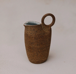 petite brown ceramic ring pitcher