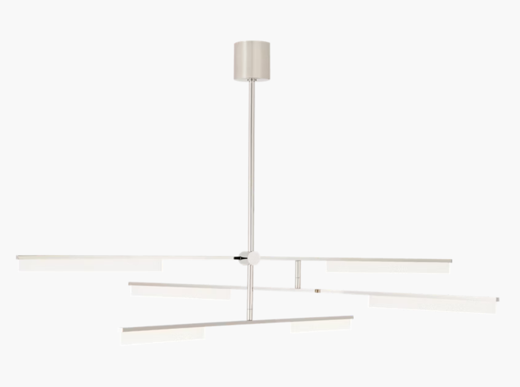Modern Linear Six-Arm Chandelier in Polished Nickel