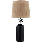 charred wood and woven abaca table lamp