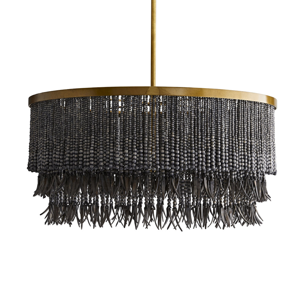 antique brass and wood bead chandelier