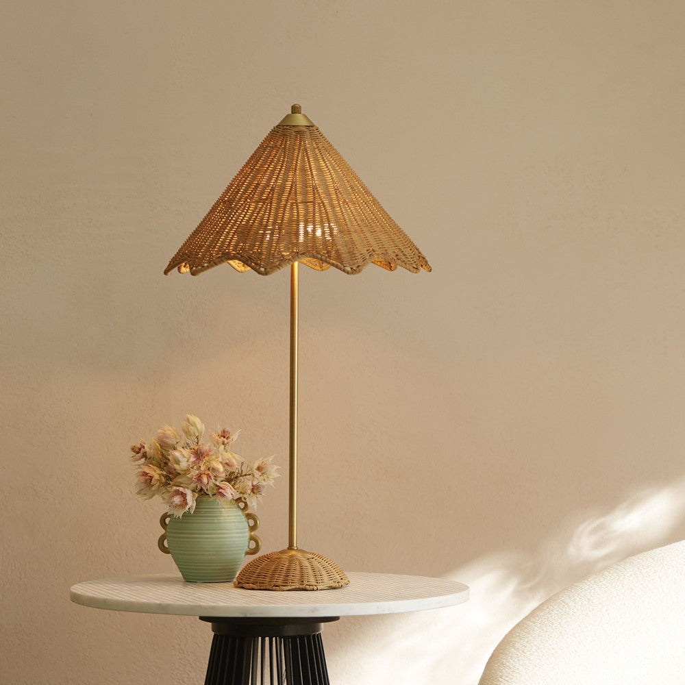 woven parasol shade table lamp