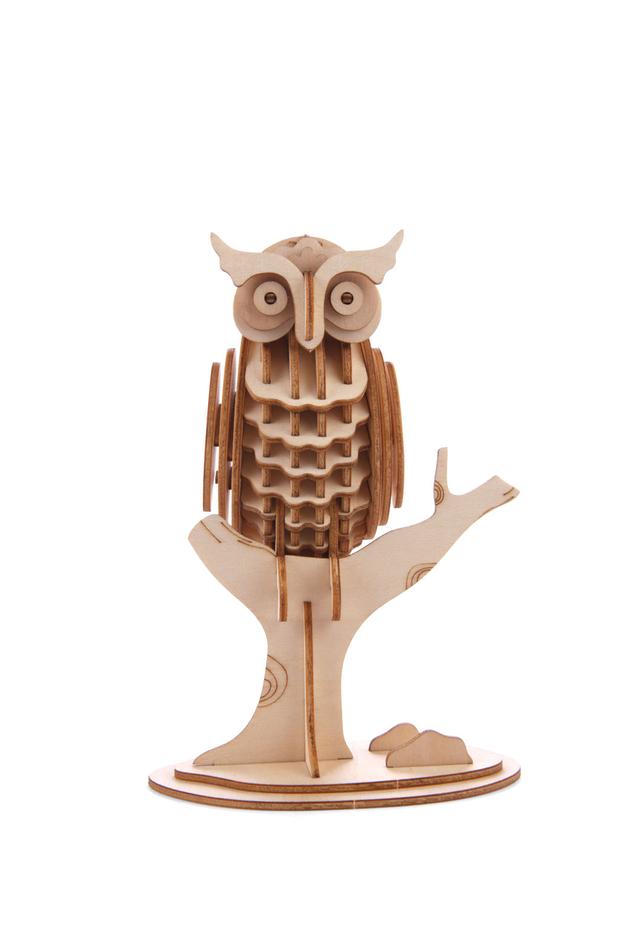 wooden 3-D owl puzzle