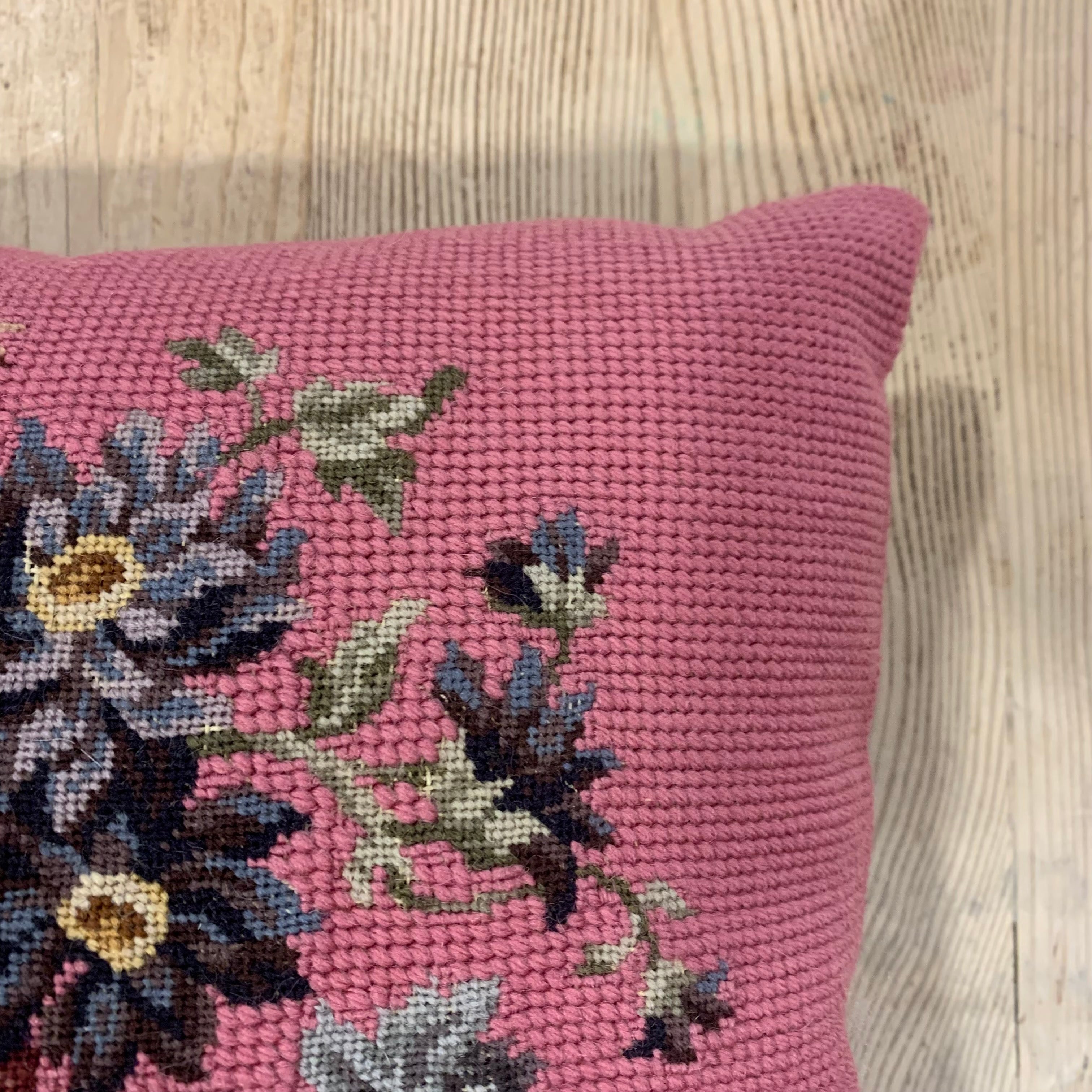 floral needlepoint pillow- pink – Lauren Liess