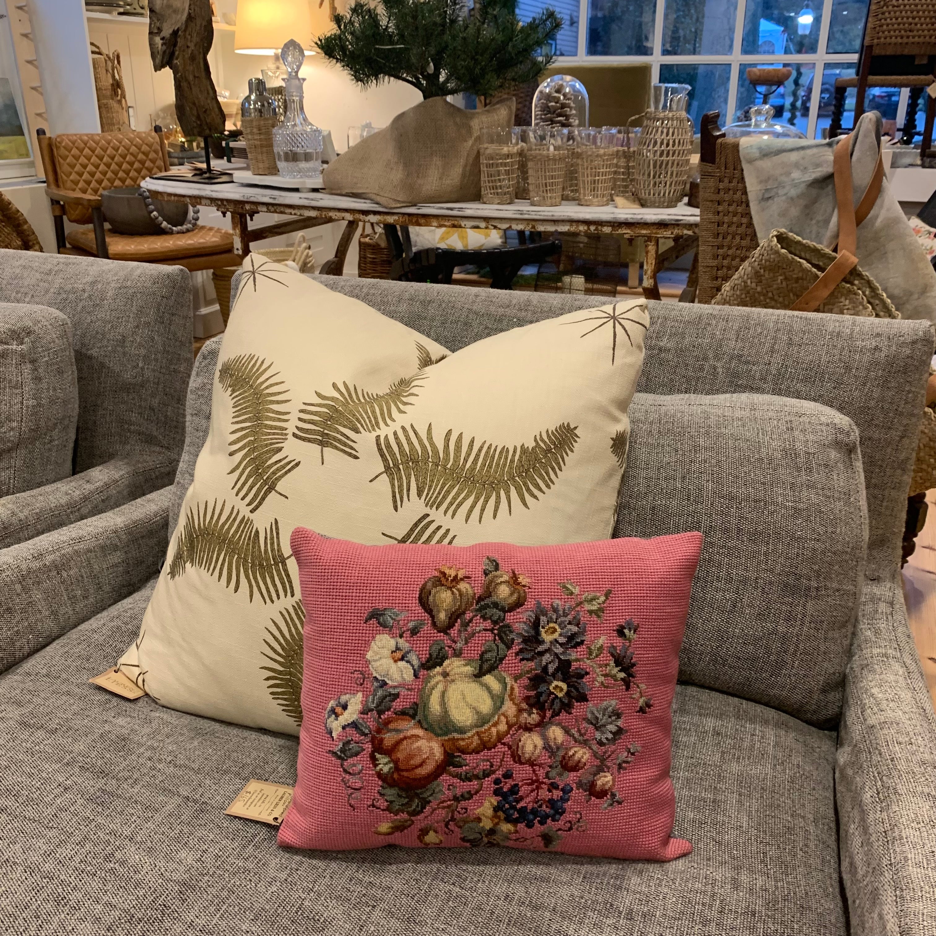 floral needlepoint pillow- pink – Lauren Liess