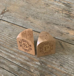 etched beechwood salt and pepper shakers