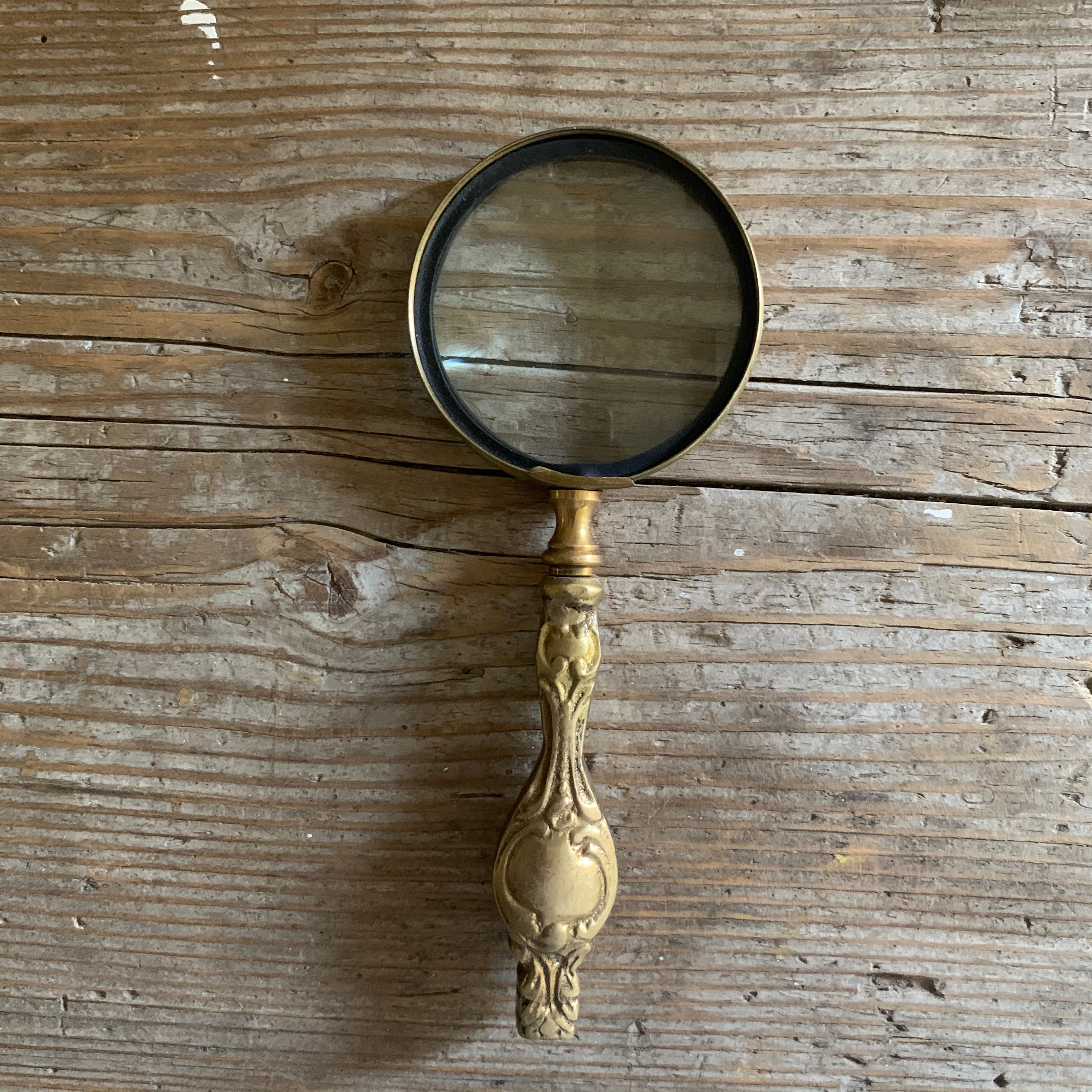 Antique Brass Double Lens Magnifying Glass c.1920 at Antique Brass Double Lens Magnifying Glass c.1920 at