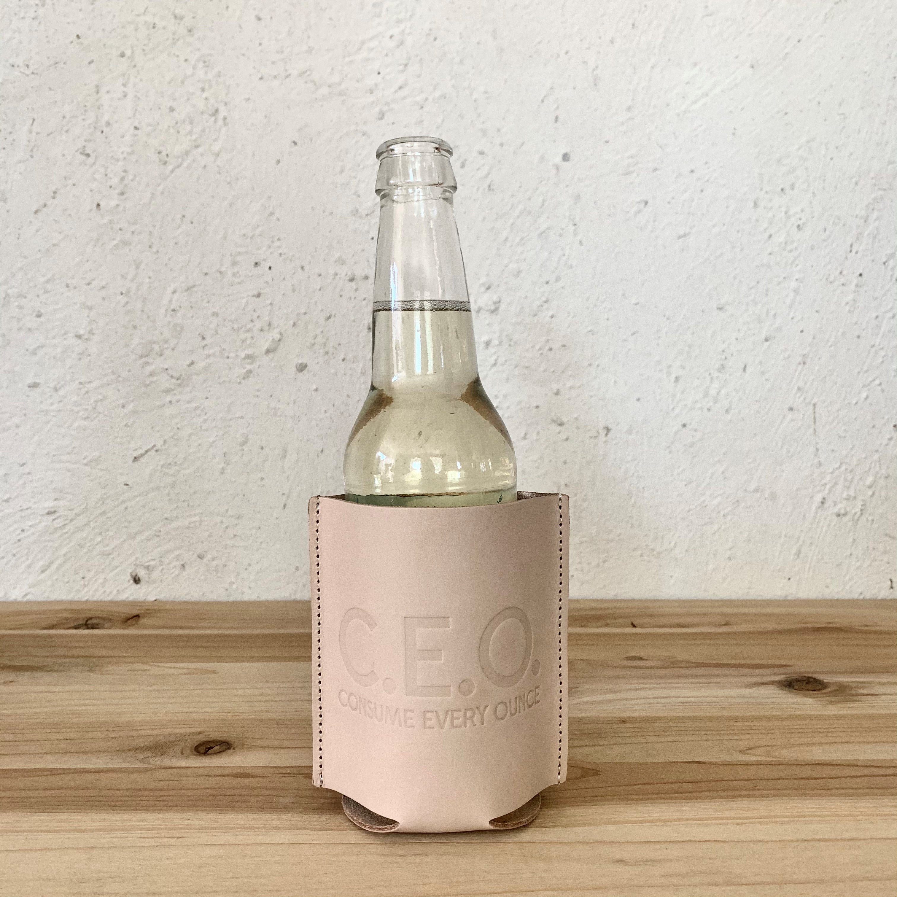 leather koozie- c.e.o.