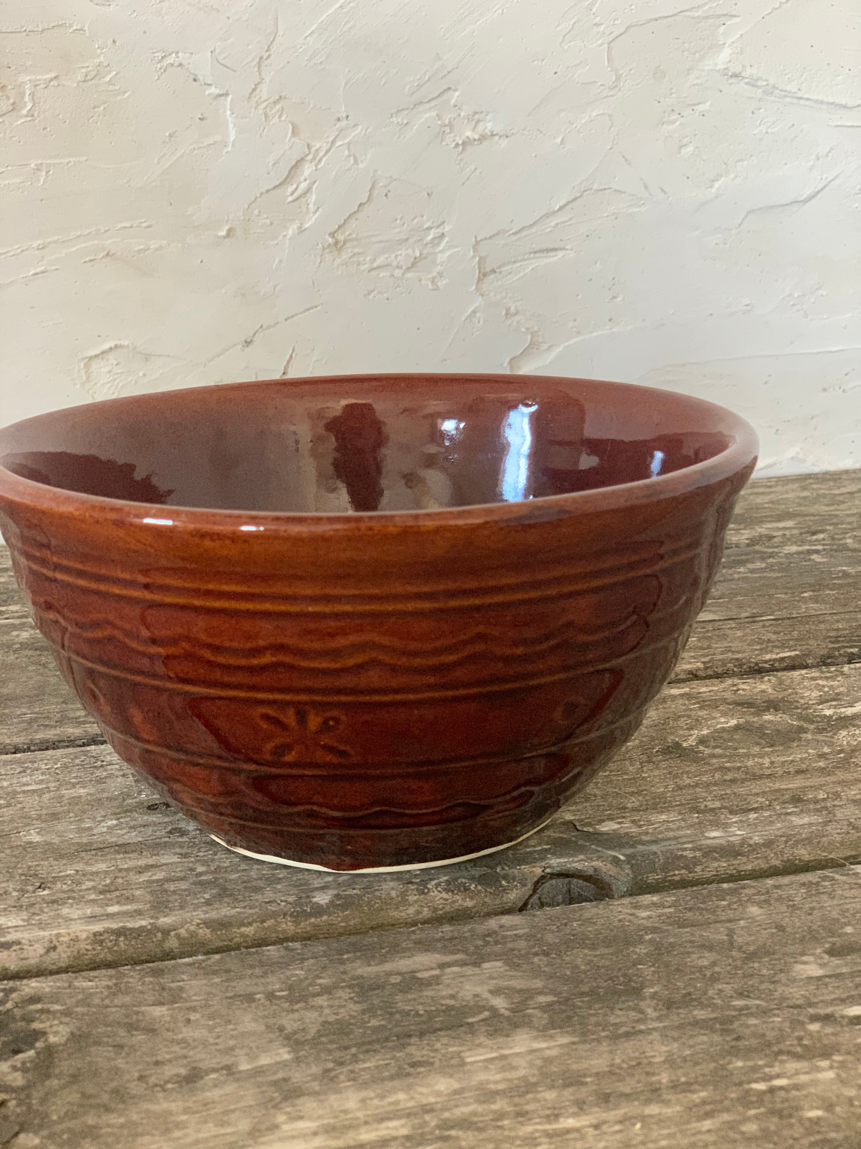vintage glowy brown stoneware bowl