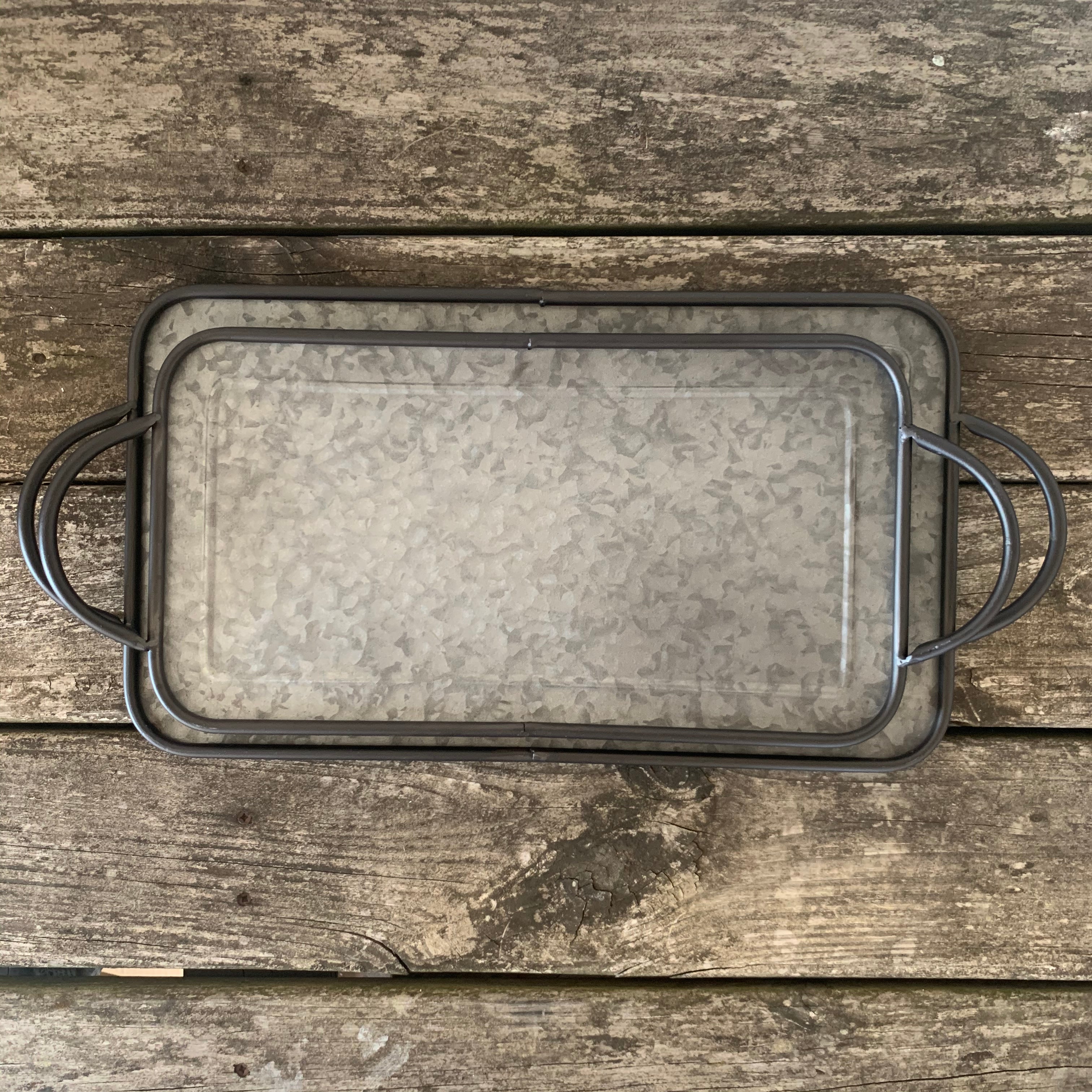 set of 2 galvanized metal serving trays – Lauren Liess