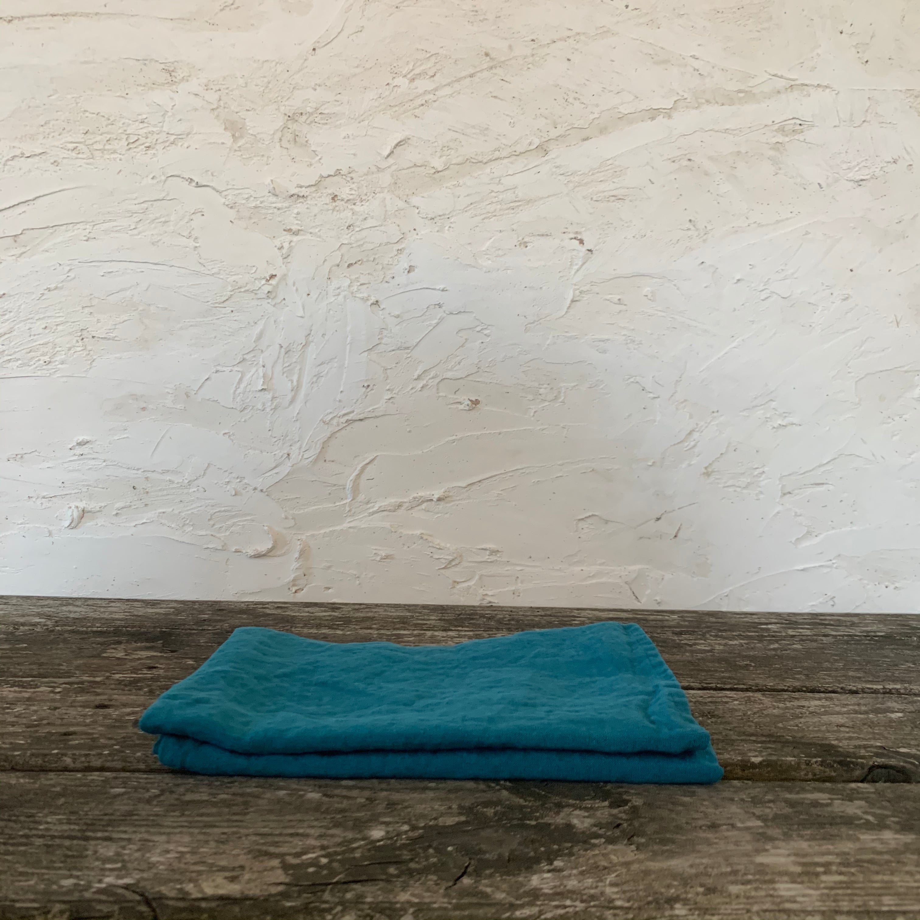 pair of stonewashed linen tea towels- marine blue