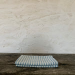 pair of ticking stripe linen hand towels - marine blue