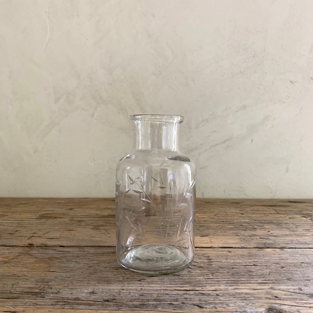 etched glass apothecary vase