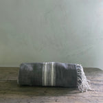 handwoven bath + beach towel- gray with natural