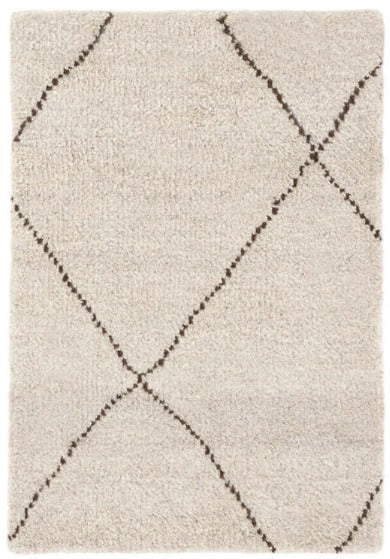 ivory and charcoal geometric hand knotted rug