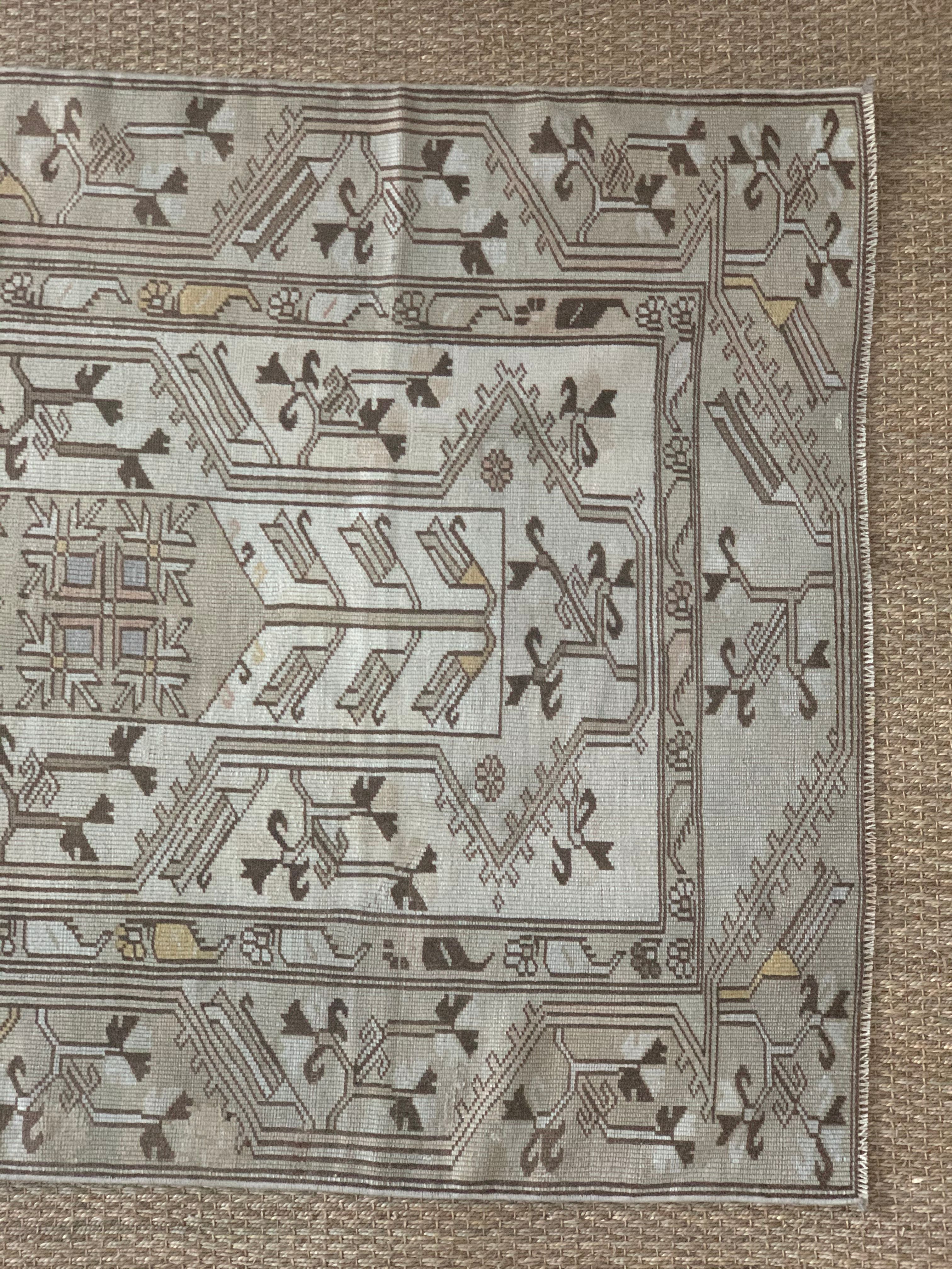 vintage turkish kars rug - 3' 7" x 6' 11"