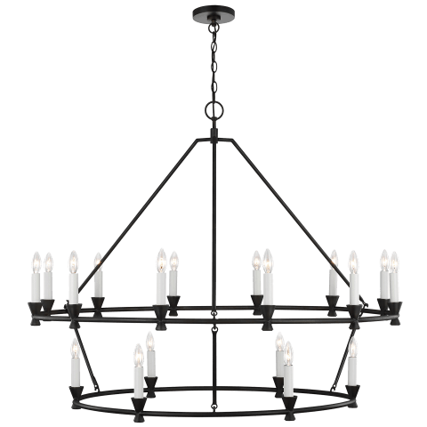 aged iron two-tiered chandelier